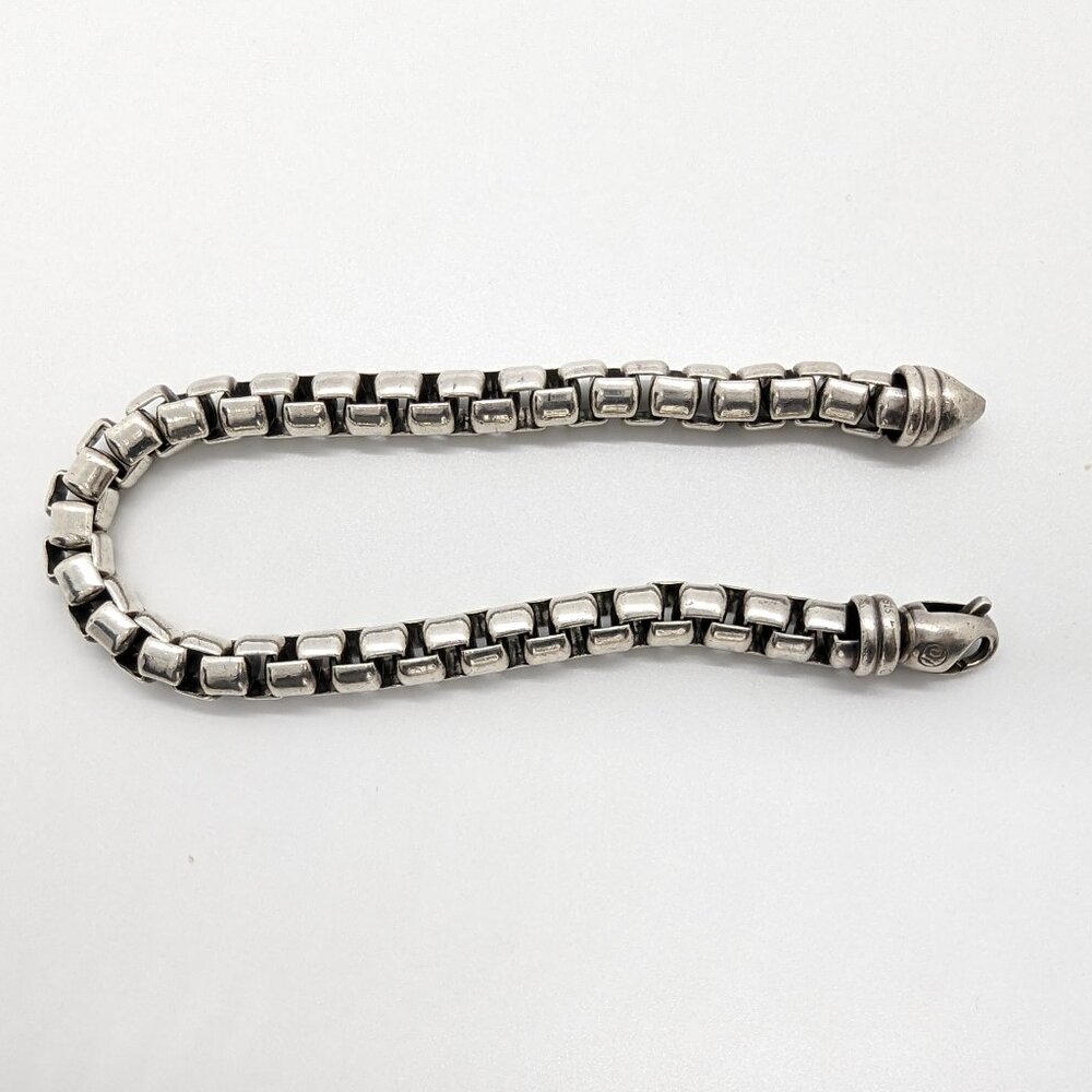 Vintage David Yurman Sterling Silver Box Chain Bracelet 7.3mm wide, 8.75 Inch